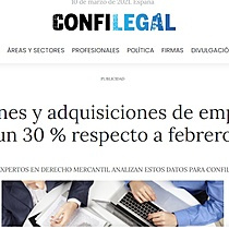 Las fusiones y adquisiciones de empresas se reducen un 30 % respecto a febrero de 2020